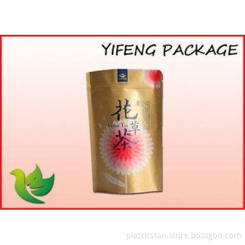 Customed Printed Kraft Paper Bag With Zip Top For Tea Coffe